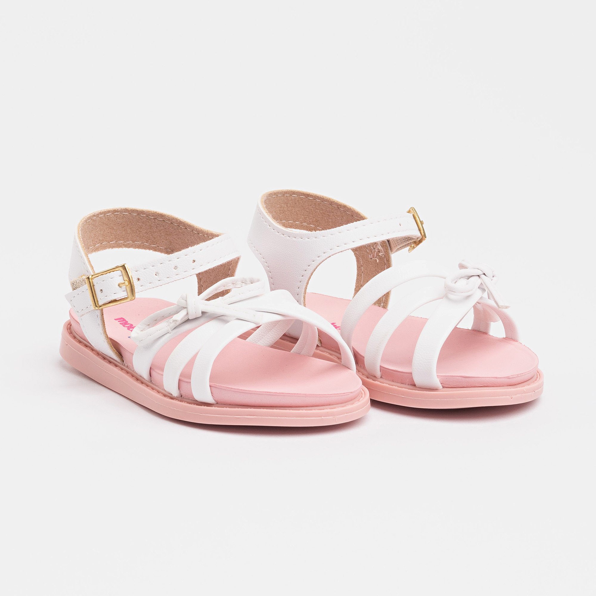 Sandália infantil branca e rosa da Molekinha